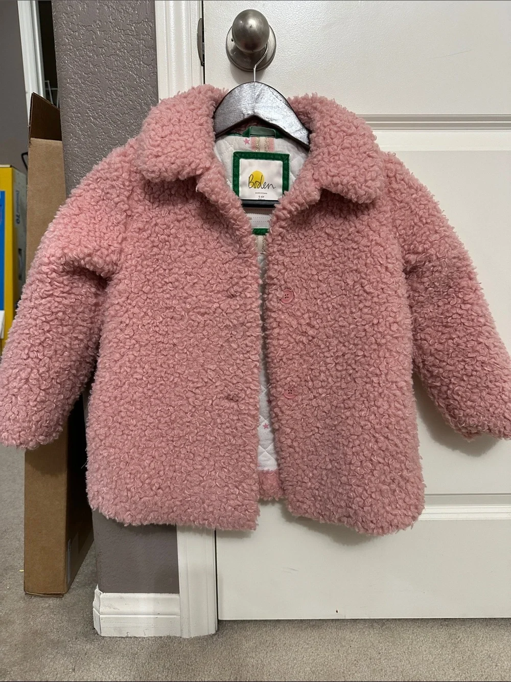 Mini Boden Pink Sherpa Puffer Jacket for Kids